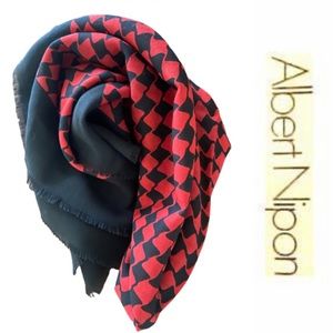 Vintage Albert Nipon Houndstooth Scarf - 40” square